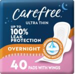Ultra Thin Pads for Women, Overnight with Wings | Feminine Care & Postpartum Protection | 40ct