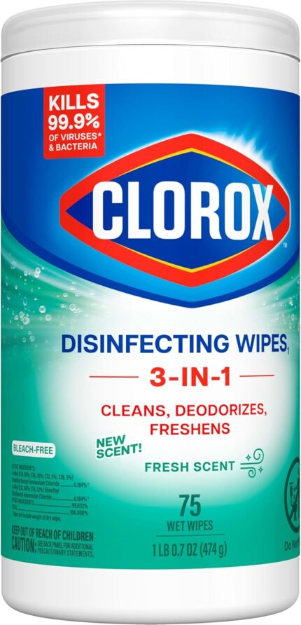 Disinfecting Wipes, Bleach Free Cleaning Wipes, Fresh Scent, 75 Count