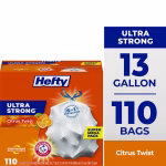 Ultra Strong Tall Kitchen Trash Bags, Citrus Twist Scent, 13 Gallon, 110 Count