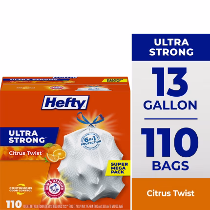 Ultra Strong Tall Kitchen Trash Bags, Citrus Twist Scent, 13 Gallon, 110 Count