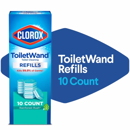 ToiletWand Disinfecting Brush Refills, Disposable Toilet Bowl Cleaner, Rainforest Rush, 10 Count