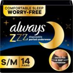 ZZZ Overnight Disposable Period Underwear for Women Small/Medium, 360° Coverage for Worry-Free Nights, 14 Count (2 Packs of 7)