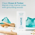 Aluminum Free Deodorant, Ocean & Timber, Large Size Stick, 72 Hour Odor Control, for Women & Men, Contains Naturally Derived Ingredients, 3.1 oz - Image 5